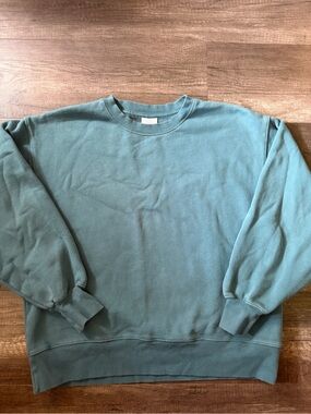 Aritzia Tna Cozy Fleece Perfect Crew Sweatshirt Teal Blue Size 2 Medium